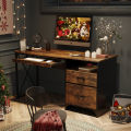 55" W Writing Study Computer Table Workstation with Keyboard Tray. 