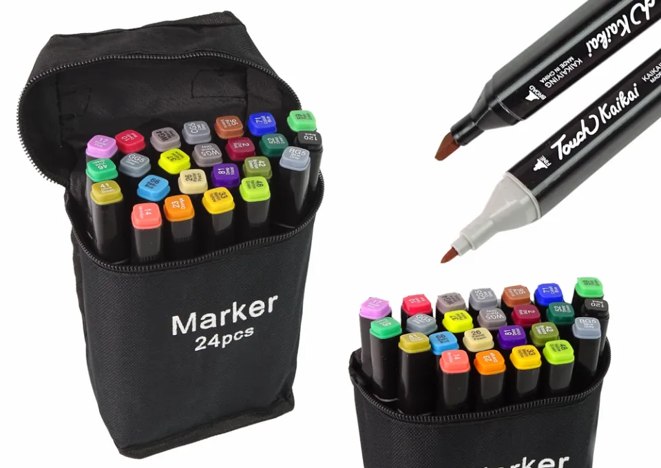 Pack of 24 Dual Tip Art Markers Permanent Alcohol Based Markers