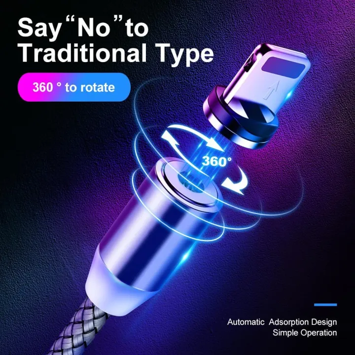 Magnetic%20Fast%20Charging%20Cable%201m%202m%20Nylon%20Braided%20LED%20for%20Micro%20USB%20Type%20C%20iPhone%20Black%20-%20Image%203