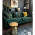 Modern Dark Green Wooden Five-Seater Sofa Set for Stylish Living Spaces. 