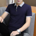 【ETOP】Summer new style POLO shirt panlalaki short-sleeved T-shirt lapel collar loose plus size men's t-shirt top 98. 