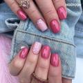 24pcs Short Barbie Pink Nails Pink Glitter False Nails Art Full Coverage Removable Waterproof Artificial Press on Nail. 
