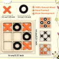 Wooden Tic Tac Toe Game XO Wood Board Game Classic Mini Tabletop Game Set for Boys Girls Educational Games Toy Goody Bag Filler Birthday Party Gaming Gift Puzzle Toys - Orange and White. 