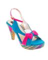 Turquoise Synthetic Leather Shoes for Women. 