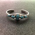 Vintage Bracelet Adjustable Natural Blue Stone Retro Bangle. 