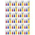 Insulated fork-200 x Red AWG 22-16(0.5-1.5mm2)
200 x blue AWG 16-14(1.5-2.5mm2)
200 x yellow AWG 12-10(4-6mm2)-Red&Blue&Yellow. 