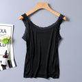 Summer Lace Trim Cotton Camisole Tank Top - Soft, Stretchy, Free Size. 