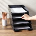 Document Tray | 1, 2 and 3 storey | Black Stackable Paper Trays for Letter Documents, Desktop File Organizers for Office Supplies, Stackable Desk Tray Holder for Paper Storage. 
