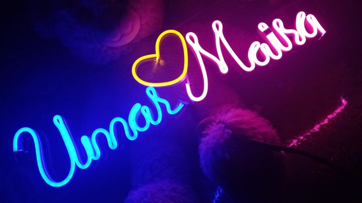 Couple Name Neon Sign Plate Customized Gift - 9 Letter and Adapter - Studio Lighting Couple neon