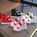 Children Glowing Sneakers Kid Princess Bow for Girls LED Shoes Cute Baby Sneakers with Light Shoes. 