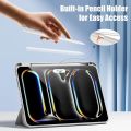 For CASE i|Pad Pro 11 Inch Case (M4 2024) with Pencil Holder, Smart Cover with Protective Trifold Stand & Soft TPU Back, Auto Wake/Sleep, Support Pencil. 