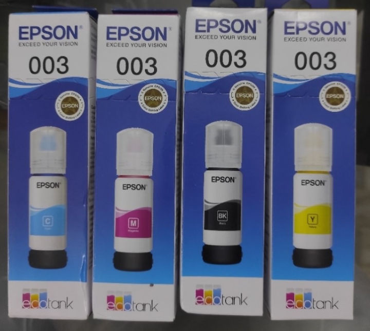 Epson 003 Original Ink Bottle Set ( Black / Cyan / Yellow / Magenta )  ( L3110 / L3150 / L3210 / L3250 Printer )