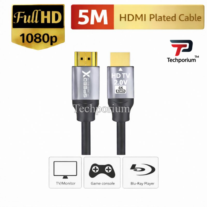 Speed-X 5M HDMI 2.0v Premium Cable Ultra HD 4K 60Hz High Bandwidth HDMI ...