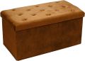 New Velvet Ottoman Storage Benches Folding Stool Soft Cushion Footrest Toy Storage Box Seat for Living Room Poof Foot Stool,38x76cm. 