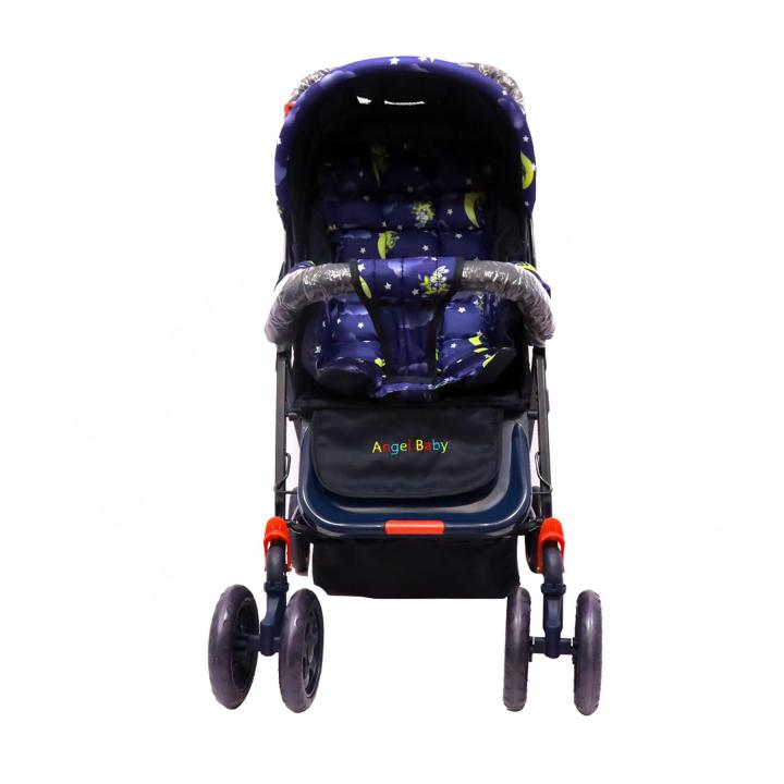 4%20Wheeler%20Baby%20Stroller/Pushchair/Transport/Carriage%20%E2%80%93%20Foldable%20-%203%20Steps%20(Seat)%20Seat%20Adjustable%20-%204%20Chrome%20Wheeler%20-%20Colour:%20Orange%20&%20Cream%20-%20Image%203