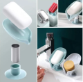 2 pcs newstyle Leaf Shape Soap Box Drain Soap Holder Box Bathroom Shower Soap Holder Dish Storage Plate Tray Bathroom Supplies Bathroom Gadgets | Saban dani, soap container | Hydraulic Suction Sink Soap Tray (Mix/Random color). 