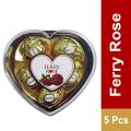Ferry Rose Crunchy Chocolate Balls T 5 Pieces Plastic Heart Gift Box. 