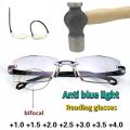 4 Pairs Retro PC Reading Glasses Strength: 1.0~4.0x Black+Blue Blue Light Blocking Glasses Multifocal Diamond-cut Bifocal Anti Eyestrain Reading Glasses Readers. 
