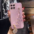 For Honor X8b / Honor X8A / Honor X8 4G / Honor X8 5G Back Cover with Lucky Clover Bracelet Luxury 6D Plating Frame Shiny Girls Women Phone Case Soft Silicone Square Protective Cases Pouch Girls. 