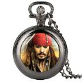 Pirates of the Caribbean Captain Jack Pattern Pocket Watch Men Necklace Fob Watches for Kid Children Boys Clock Gifts. 