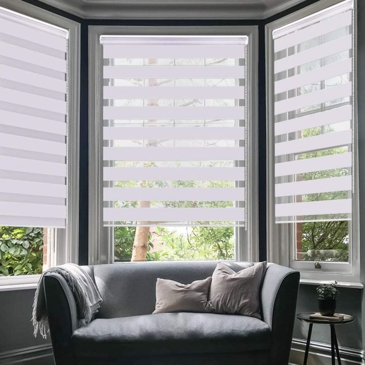 LUCKUP Easy Fix Zebra Roller Blind Day and Night Blinds Curtains with Install Accessories 24''x 89'' 1Pack
