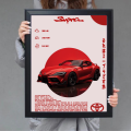 Red Toyota Supra MK5 JDM Poster Picture Frame with | Sports Car Wall Art for Room, Office & Garage | JDM Car Lover Gift | High-Quality Automotive Portrait | Aesthetic Car Picture Frame for Decoration. 