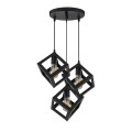 3 in 1 Square Matte Black Pendant Light With Round Base Fixtures Over Kitchen Island, Hanging Ceiling Lights, E26/E27 Medium Base, Bulbs not Included.. 
