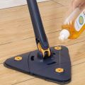 360° Rotatable Adjustable Cleaning Mop Triangle Mop with Stainless Steel Long Handle Push-Pull Squeezing Cleaning Mop Dry & Wet Mop for Floor, Windows, Cleaning  Triangle Auto Squeeze Long Handle Mop. 