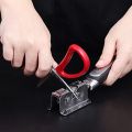 Kitchen Knife Sharpener Manual Knife Sharpener Stainless Steel Knives Sharpening Tool with Handle and Wheel Silver. 
