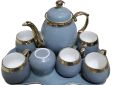 Tea Set : Tea Time Glamour: Indulge in Luxury with our Ceramic Drinkware Set – 6 Cups + 1 Kettle + 1 Tray. 