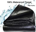 Black 100% waterproof Tarpal ,UV stabilized,durable,high quality,edge to edge borders double stitched  with hooks on every 3 feet distance on sides,used for shun shade and other outdoor activities.. 