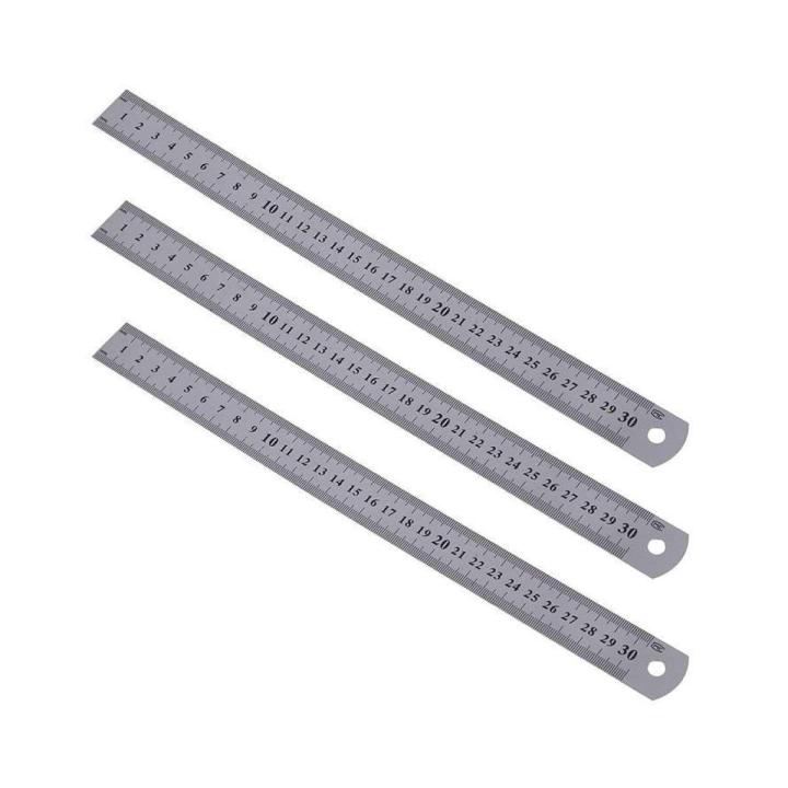Stainless Steel Scale Ruler Measuring Tool 12 Inch 30cm 3pcs