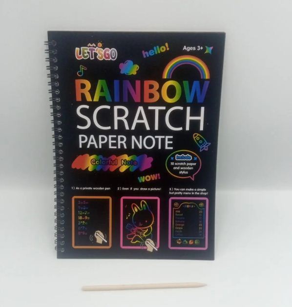 SCRATCH Note Book Not Pad Scratch book with wooden stick scratch notepad size 26cmx19cm