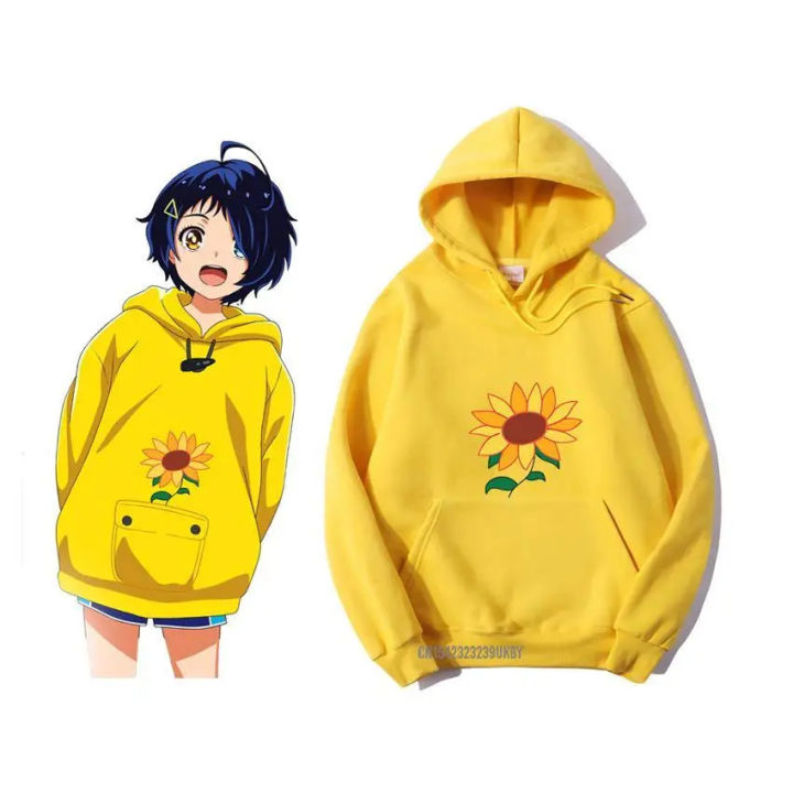 Anime WONDER EGG PRIORITY Ohto Ai Hoodie Pullover Yellow Sweatshirt Anime Cosplay Halloween For Men Women Unisex Suits