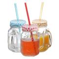 Mason Glass Jar With Straw Mocktail. 
