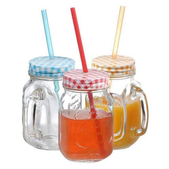 Mason Glass Jar With Straw Mocktail