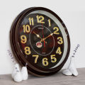 Hitco Dark Brown Glossy Round Wall - Night Vision Simplist Stylish Clock Wall - Wall Clocks For Office And Home Bedroom / Living / Drawing / Kitchen - Shiney Watch For Wall. 