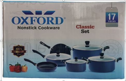 OXFORD Non stick Cookware Gift set Gift Set Blue – 17 Pcs