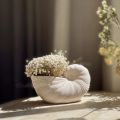 Ferm living shell pot, concrete shell vase, handmade shell vase for flowers, shell vase, Shell candle pot. 