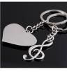 1 Pair Couple Love Heart Musical Note key chain. 