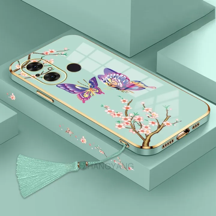 Casing%20for%20Redmi%2012C%20Phone%20Case%20Plating%20Straight%20Edge%20Silicone%20Phone%20Case%20Beautiful%20Butterfly%20Pattern%20Send%20Tassel%20Lanyard%20-%20Image%202