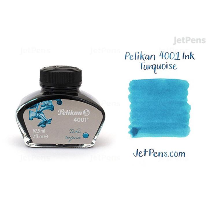 Pelikan 4001 Bottled Ink for Fountain Pens, Turquoise, 62.5ml, 1 Each (329201)