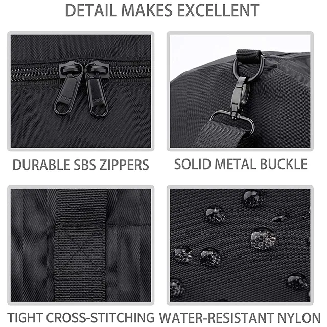 ORANGLES Round Foldable Travel Duffel Bag / Fitness Workout Sports Duffle Bag Water Resistant Overnight Weekender Bag - detailed closeup view - illustrating benefits - Image 3 of 4 | created for all | Shop Round Foldable Travel Duffel Bag / Fitness Workout Sports Duffle Bag Water Resistant Overnight Weekender Bag North Carolina | Free Shipping ORANGLES