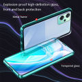 Biruiqu For Oneplus Nord CE 2 Lite 5G Magnetic Absorption Case Metal Frame Shockproof Double Sided Tempered Glass Magnetic Case Cover. 