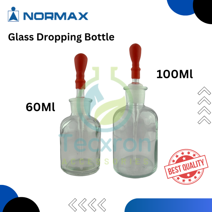 Dropper bottle with pipette Clear glass, 100 ml and 60ml | Dropping Bottle 100ml and 60ml | Clear Glass Dropper Bottles for Essential Oils, Perfumes & Lab Chemicals| Branded Normax