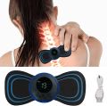 Portable EMS Mini Electric Neck Back Body Massager Cervical Electric Neck Back Massager Muscle Therapy Pressure Pain. 