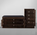 SR001 - Oak Wood Contemporary Design Dark Brown Polish Finish Shoe Cabinet Storage Rack Living Room Shelves Books Organizer. 