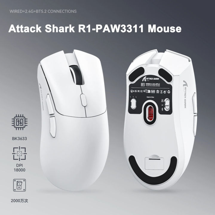 Attack%20Shark%20R1%20Gaming%20Mouse%20With%20Adjustable%20DPI%20Wireless/Wired%20Connection%20Modes%20Mice%20Lightweight%20Gaming%20Mouse%20Ergonomic%20Design%20-%20Image%202