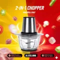 Vitamax 2-in-1 Electric & Manual Push Chopper VM-535 | 3L Large Stainless Steel Bowl Heavy Duty Food Processor | Powerful Vegetable & Meat Chopper Grinder for Kitchen Use | Multi Functional Hand Pull Chopper with Sharp Stainless Steel Blades | Fast Cuttin. 