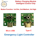 (Pack Of 2/5) Torch Light Emergency Light Controller And Battery Charging Module Micro USB & Type-C (Without Connected Wires). 